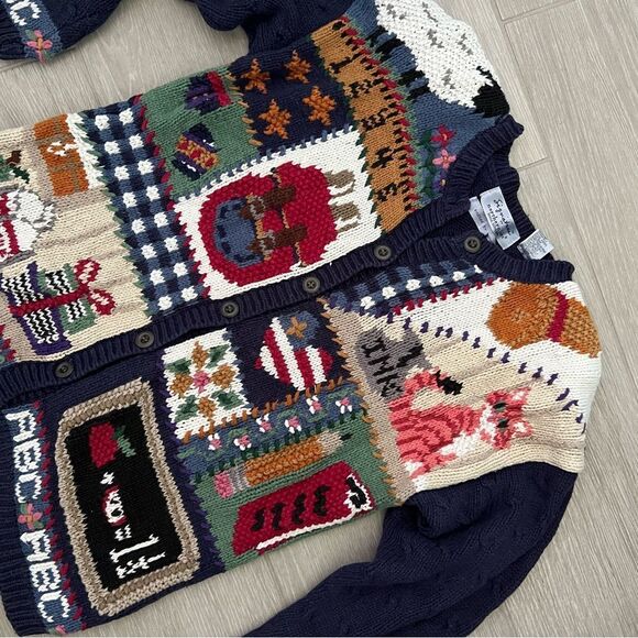 Vintage 90’s Hand Knitted North Isle Cardigan Sweater Vintage Cardigan Teacher L - Picture 3 of 9